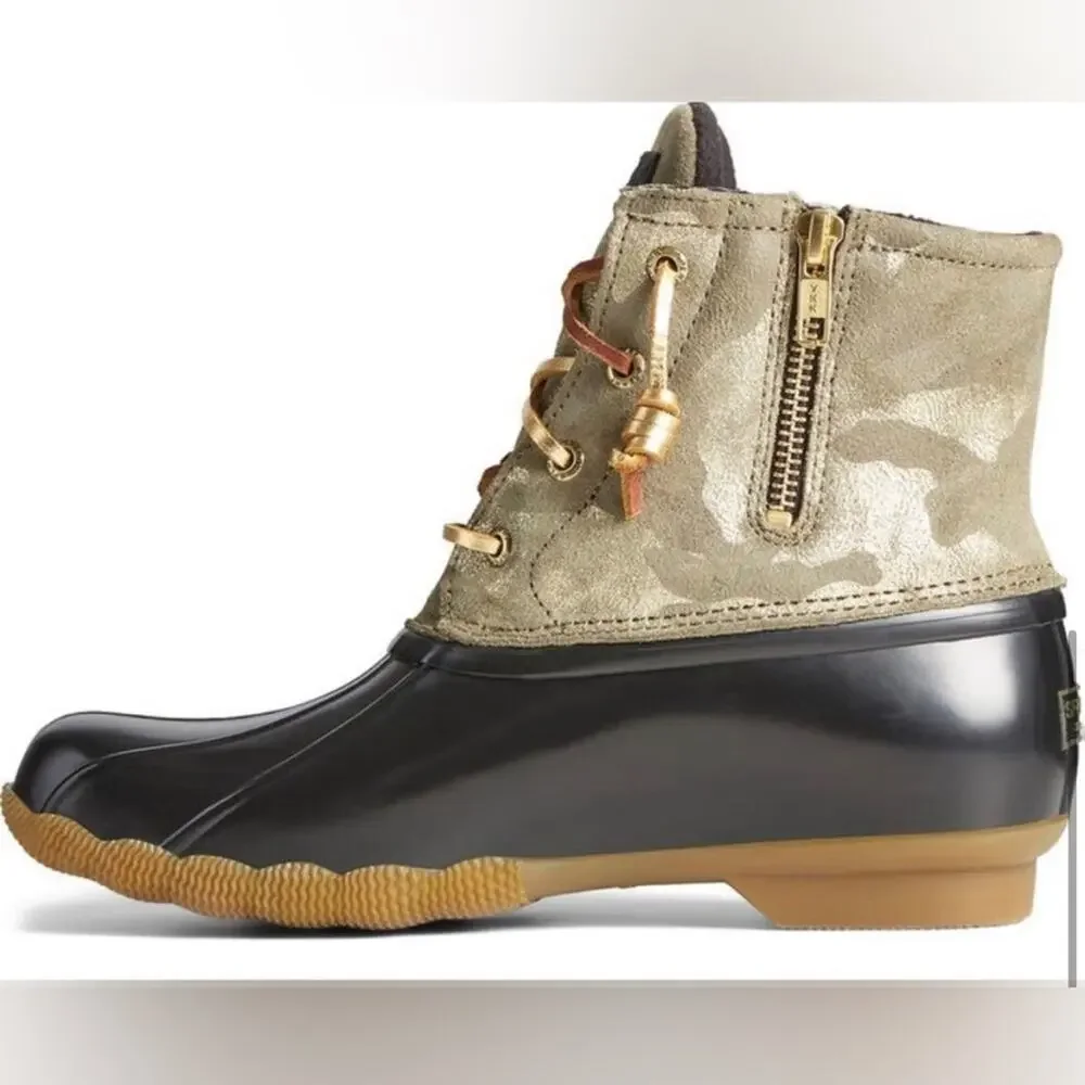 Sperry Top-Sider Saltwater WMNS‎ Duck Metallic Olive Camo Boot STS86694.